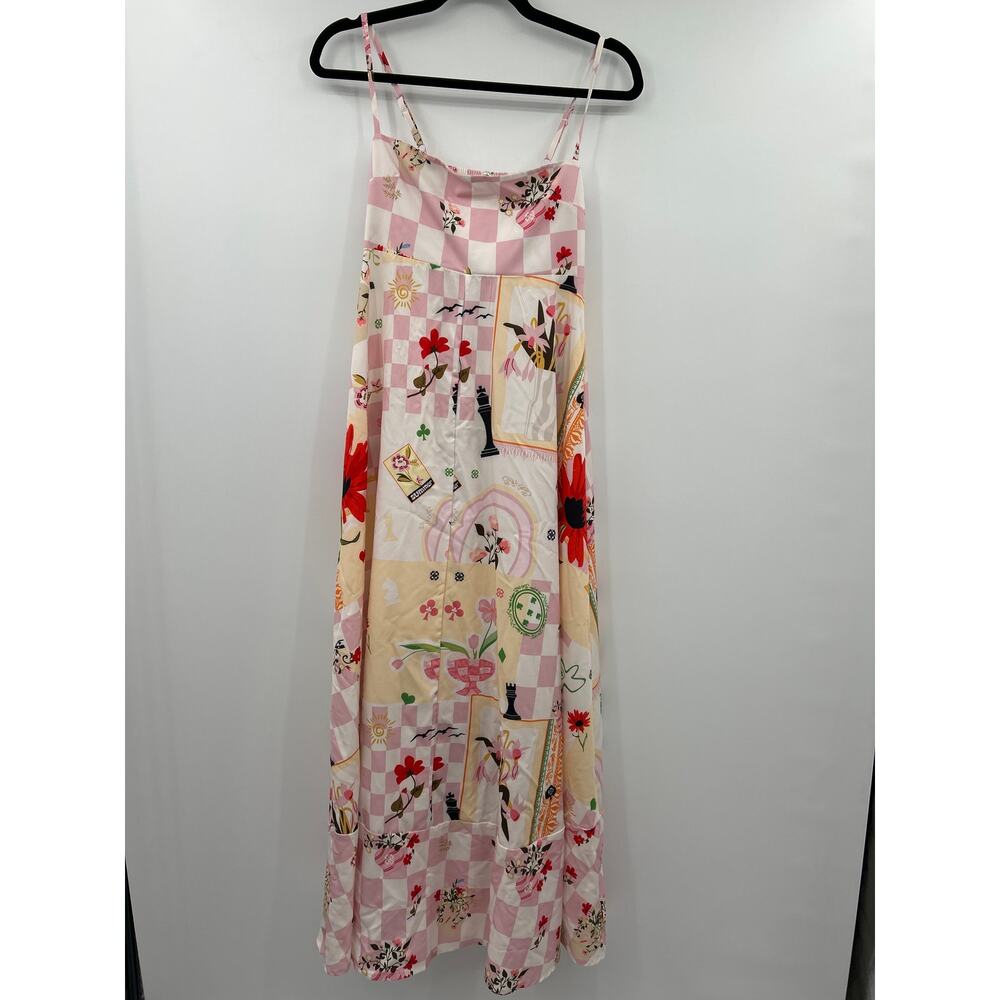 Sunday Up Pink Patchwork Floral Midi Dress Size Medium Cottagecore Boho Sundress